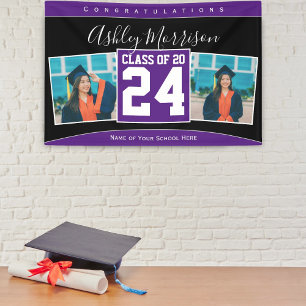 Class of 2022 Purple Graduation Photo Collage Banner