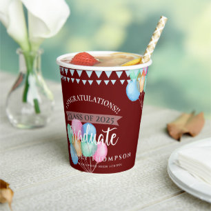 Class of 2022 Red Congratulations Graduation Paper Cups