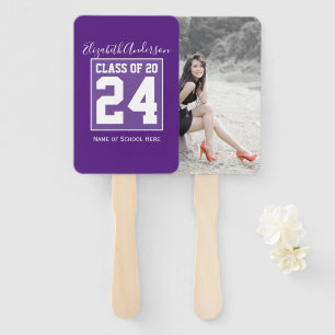 Class of 2022 Royal Purple Graduation Photo Hand Fan