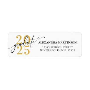 Class of 2022 Script Gold and Black Return Address Return Address Label