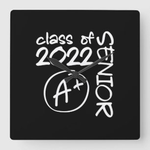 Class Of 2022 Senior A+ Graduation Square Wall Clock