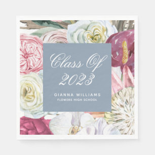 Class of 2022 Watercolor Floral Graduation Napkin