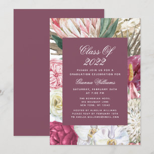 Class of 2022 Watercolor Graduation Floral Invitation