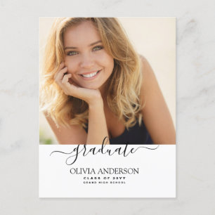 Class of 2022 White Photo Graduation Postcard