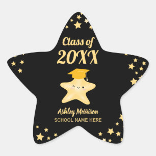 Class of 2023 Black and Gold Stars Graduation Star Sticker