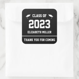 Class of 2023 Black and White Graduation Favour Square Sticker