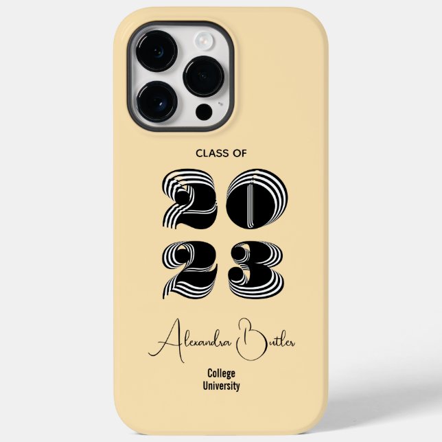 Class of 2023 Black Modern Typography Graduation Case-Mate iPhone Case (Back)