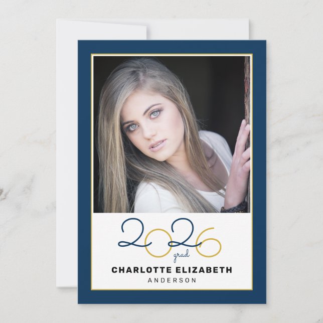 Class of 2023 Blue 2 Photo Graduation Invitation (Front)
