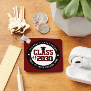 Class of 2023 Burgundy Red Graduate Graduation Key Ring