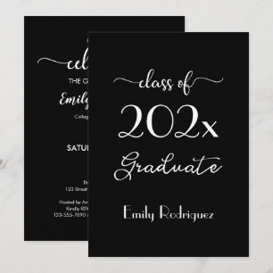 Class Of 2023 Chic Black White Graduation Party Invitation
