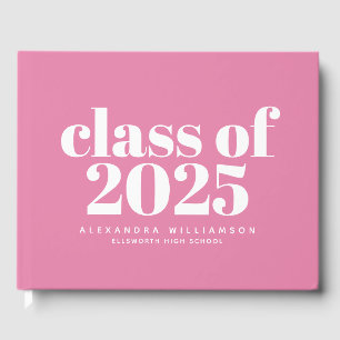 Class of 2023 Cute Modern Pink Personalised   Guest Book