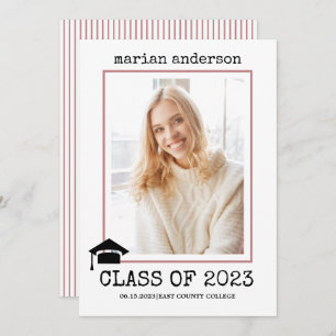 Class of 2023 dusty rose graduation photo invitation