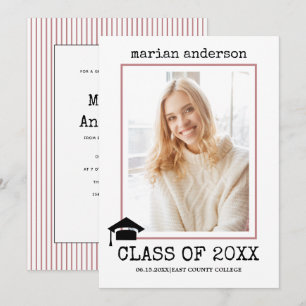 Class of 2023 dusty rose graduation photo invitation