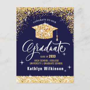 Class of 2023 Elegant Modern Gold Glitter Sparkly Postcard