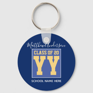 Class of 2023 Elegant Royal Blue & Gold Graduation Key Ring