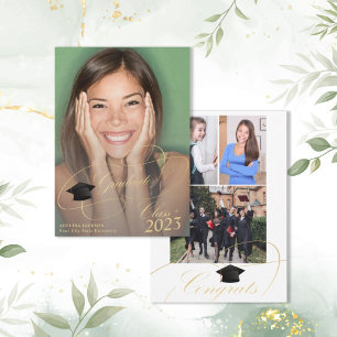 Class of 2023 gold script 4 photos graduation announcement