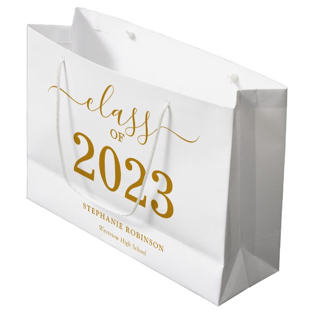 Class of 2023 Gold Script Graduation  Large Gift Bag (Front Angled)