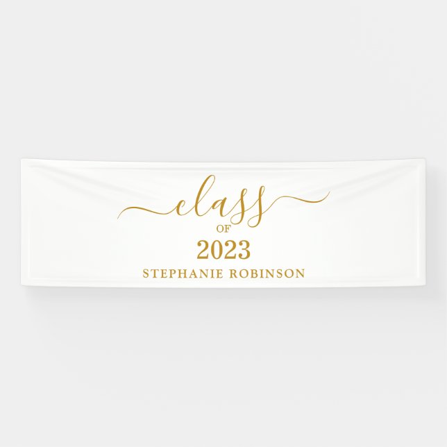 Class of 2023 Gold Script Minimalistic Graduation Banner (Horizontal)