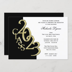 Class of 2023 Grad Gold and Black Invitation