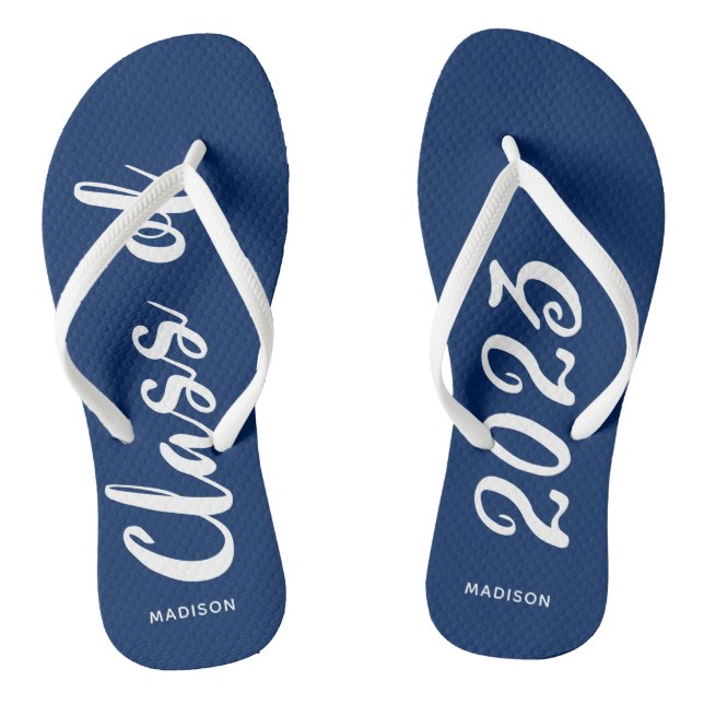 Class of 2023 Graduation Blue Personalised Thongs (Footbed)