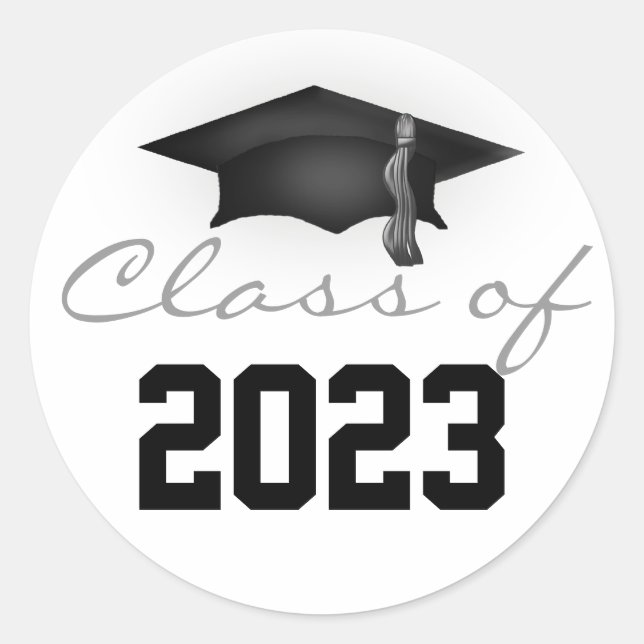 Class of 2023 Graduation Cap Classic Round Sticker (Front)