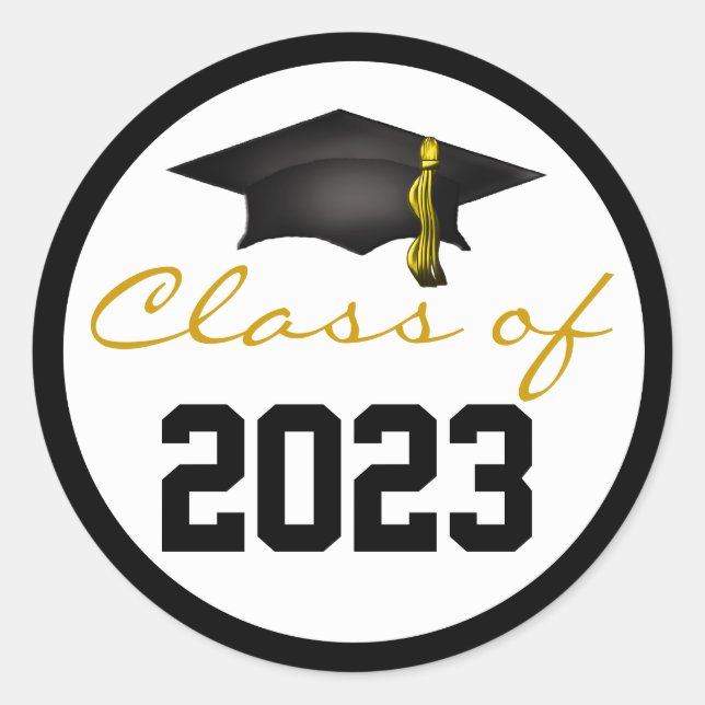 Class of 2023 Graduation Cap Classic Round Sticker (Front)
