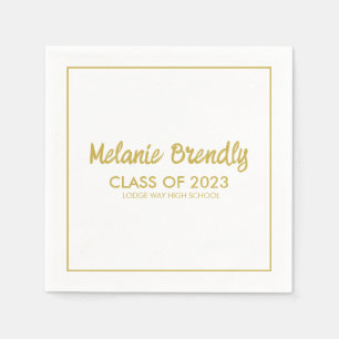 Class Of 2023 Graduation Gold Brush Script  Napkin