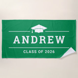 Class of 2023 Green Custom Graduate Name Beach Towel