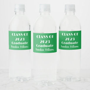 Class of 2023 Green Graduation College Party Water Bottle Label