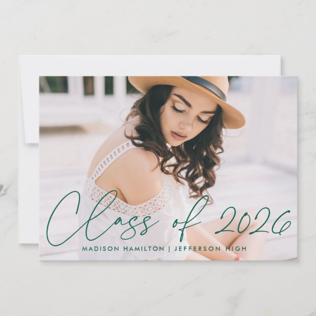 Class of 2023 Green Script Graduation Party Invitation (Front)