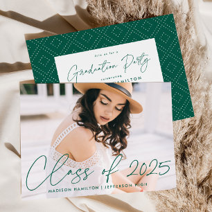 Class of 2023 Green Script Graduation Party Invitation