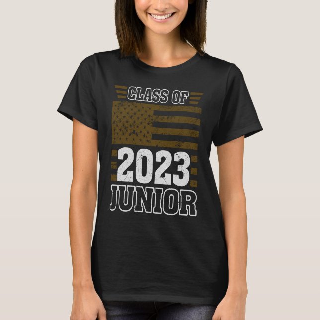 Class of 2023 Junior US American Flag Cool Back To T-Shirt (Front)