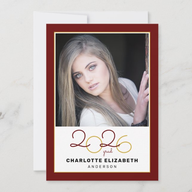 Class of 2023 Maroon 2 Photo Graduation Invitation (Front)