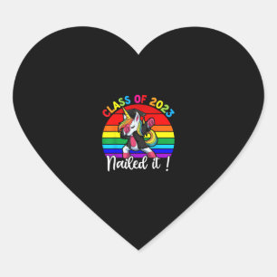 Class Of 2023 Nailed It Shirts, Dabbing Unicorn To Heart Sticker