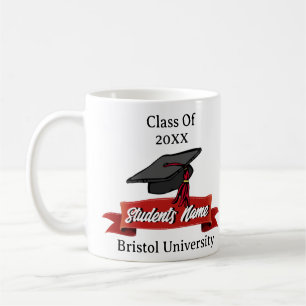 Class of 2023 Personalised Graduation Maroon Black Coffee Mug