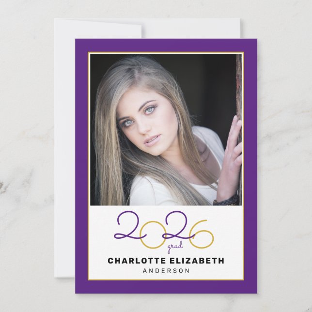 Class of 2023 Purple 2 Photo Graduation Invitation (Front)