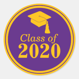 Class of 2023 Purple Gold Graduation Classic Round Sticker