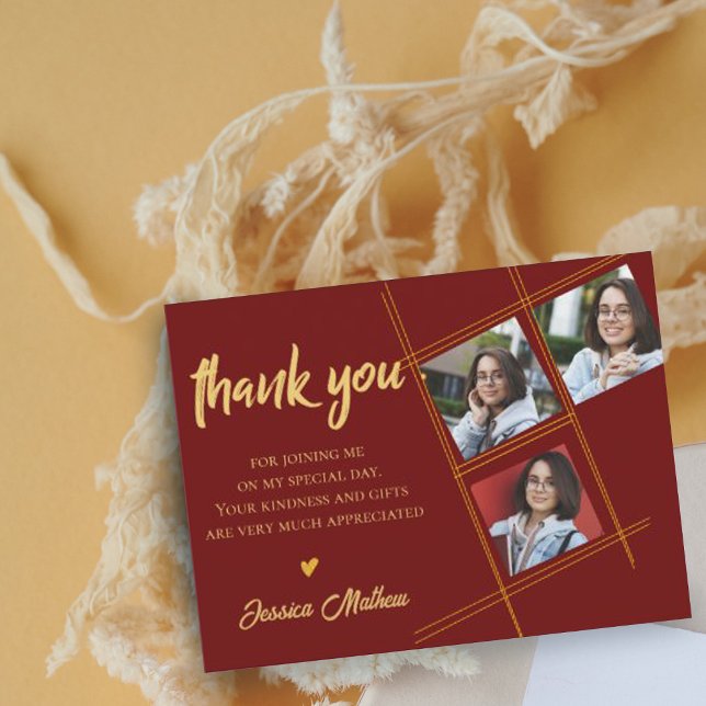 Class of 2023 Red Multi Photo Graduation Thank you Postcard (Creator Uploaded)