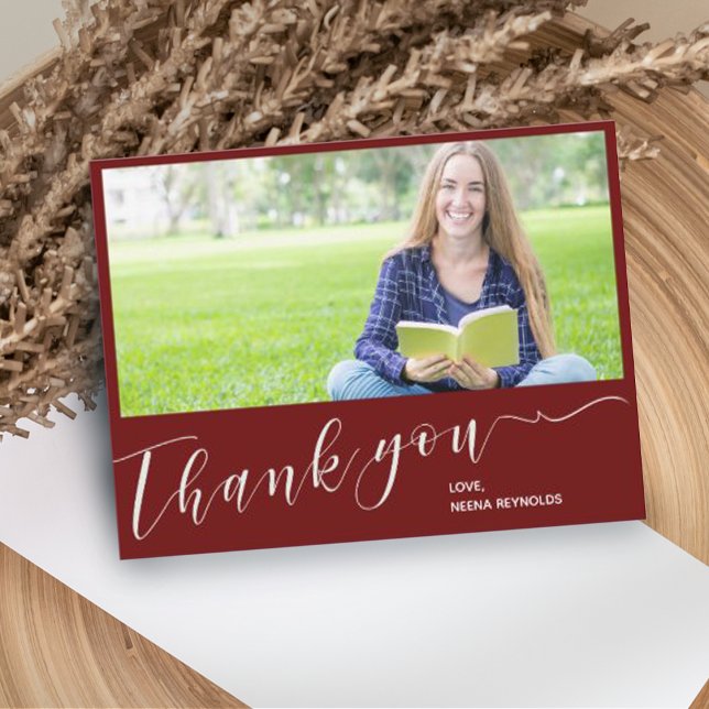 Class of 2023 Red Photo Graduation Thank you Postcard (Creator Uploaded)