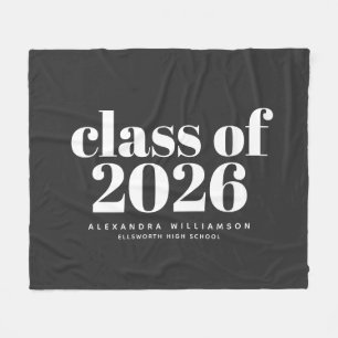 Class of 2023 Retro Typography Black Personalised  Fleece Blanket