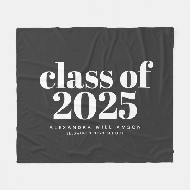 Class of 2023 Retro Typography Black Personalised  Fleece Blanket (Front (Horizontal))