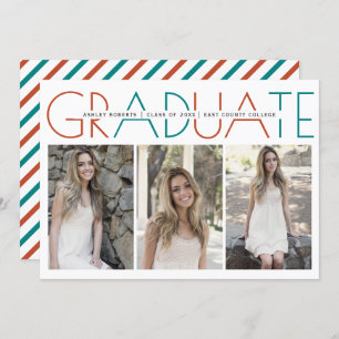 Class of 2023 terracotta and teal graduation photo invitation