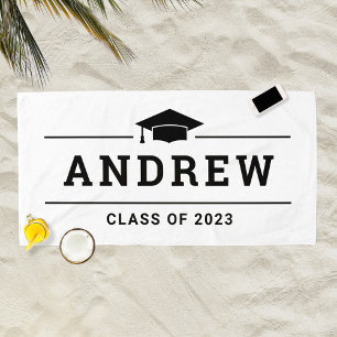 Class of 2023 White Personalised Graduate Name Beach Towel