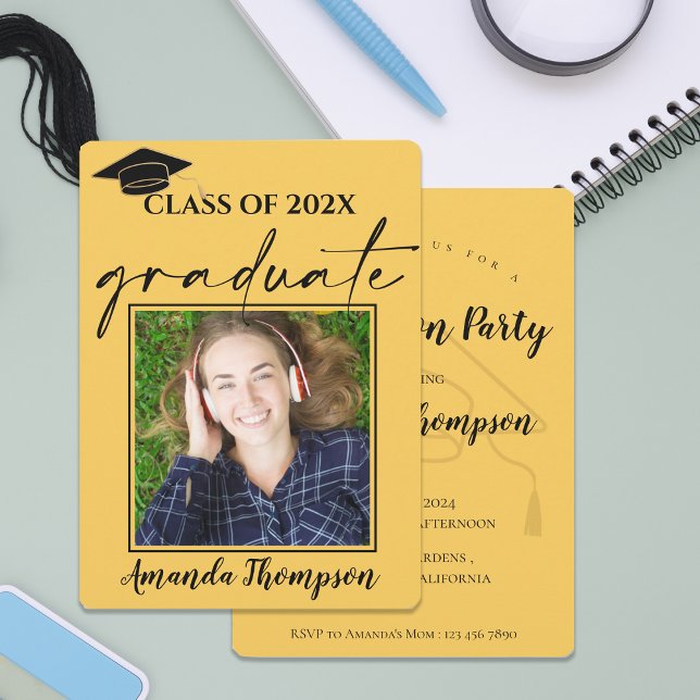 Class Of 2023 Yellow  Photo Graduate Announcement (Class Of 2026 Yellow Photo Graduation Invitation)