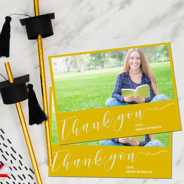 Class of 2023 Yellow Photo Graduation Thank you Postcard (Creator Uploaded)