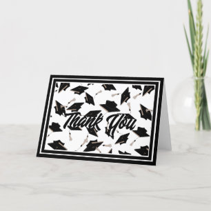 Class of 2024 Black and White Graduation Party Thank You Card
