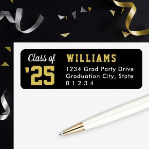 Class of 2024 Black Gold Graduation Return Address Return Address Label