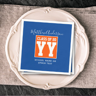 Class of 2024 Blue and Orange Graduation Party Napkin