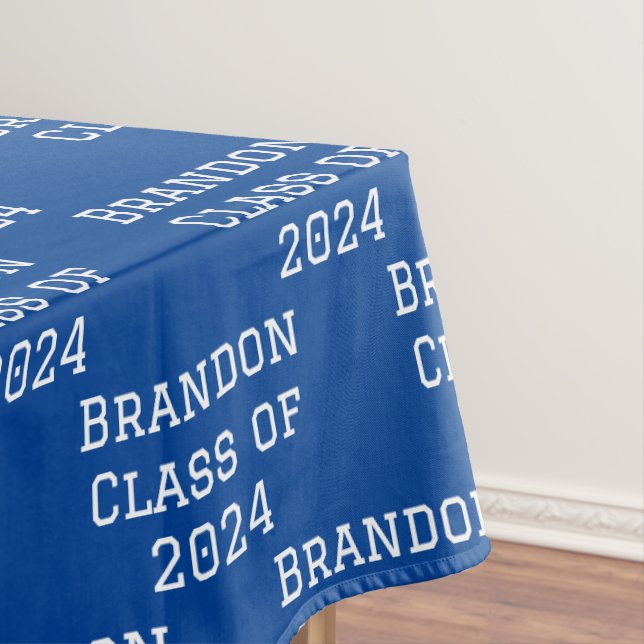 Class of 2024 Blue White Graduation Tablecloth (In Situ)