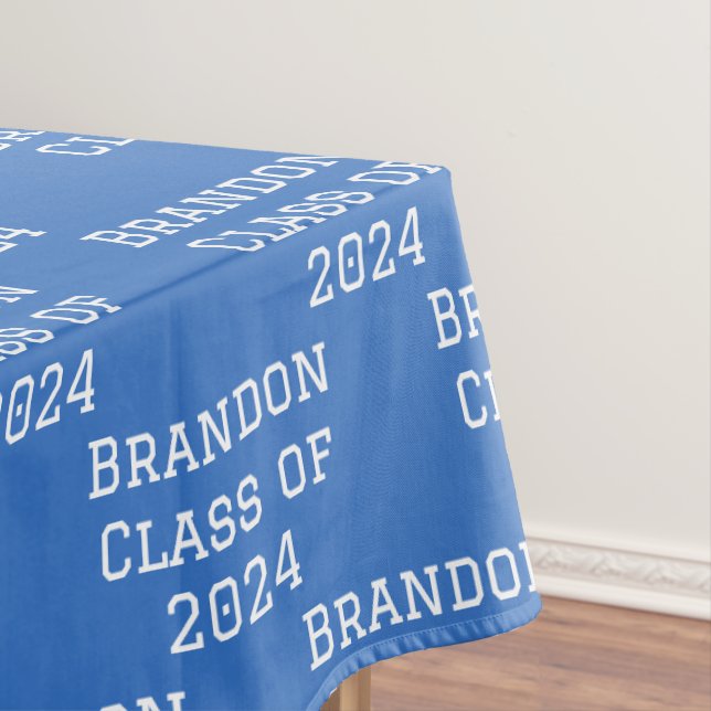 Class of 2024 Blue White Graduation University Tablecloth (In Situ)